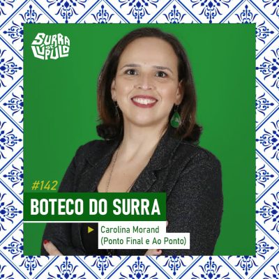 Foto da nossa convidada, com uma moldura de tijolinho bem de boteco